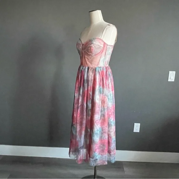 Bella Barnett Floral Mesh Bustier Fairy Dress Romantic Sheer Zimmermann-Inspired - Picture 4 of 8